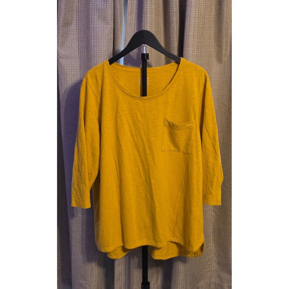 Chico's 3/4 Sleeve‎ Pocket T-Shirt Women's Size 4 (XXL) Yellow
